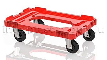 Тележка пластиковая с отверстием без тормозов усиленная красная в Ростове-на-Дону