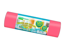 Мешки для мусора 120 л, с завязками, красные, в рулоне 10 шт., ПНД, 15 мкм, 800х750 мм, VIP, Z12010red в Ростове-на-Дону