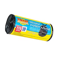 Мешки для мусора 120 л, черные, в рулоне 20 шт., ПНД, 15 мкм, 1100х700 мм, Крепак, 4607075710207 в Ростове-на-Дону