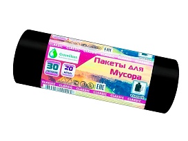 Мешки для мусора 30 л, черные, в рулоне 20 шт., ПНД, 7 мкм, 600х500 мм, MIRPACK Classik, 302040 в Ростове-на-Дону