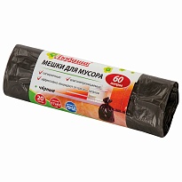 Мешки для мусора 60 л, черные, в рулоне 20 шт., ПНД, 5 мкм, 650х570 мм, Любаша, 605331 в Ростове-на-Дону