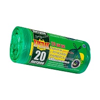 Мешки для мусора 20 л, биоразлагаемые, с ручками, черные, в рулоне 30 шт., ПНД, 10 мкм, 550х440 мм, Крепак, 4607075710047 в Ростове-на-Дону