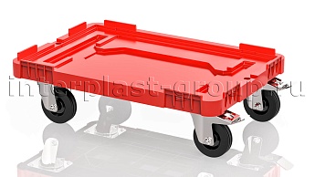 Тележка пластиковая сплошная 2 колеса с тормозом красная в Ростове-на-Дону