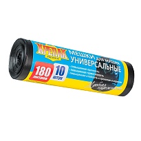 Мешки для мусора 180 л, черные, в рулоне 10 шт., ПНД, 20 мкм, 1150х800 мм, Крепак, 4607075710481 в Ростове-на-Дону