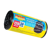 Мешки для мусора 120 л, черные, в рулоне 30 шт., ПНД, 15 мкм, 1100х700 мм, Крепак, 4607075710122 в Ростове-на-Дону
