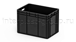 Евроконтейнер открытые ручки/сплошное дно 600х400х420 черный