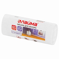Мешки для мусора 60 л, белые, в рулоне 20 шт., ПНД, 7 мкм, 680х580 мм, LAIMA, 605539 в Ростове-на-Дону