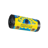 Мешки для мусора 30 л, с ушками, черные, в рулоне 30 шт., ПНД, 8 мкм, 580х460 мм, Крепакоф, 4607075710238 в Ростове-на-Дону