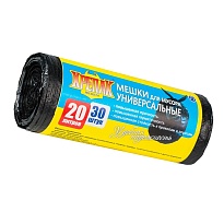 Мешки для мусора 20 л, черные, в рулоне 30 шт., ПНД, 10 мкм, 550х440 мм, Крепак, 4607075710092 в Ростове-на-Дону